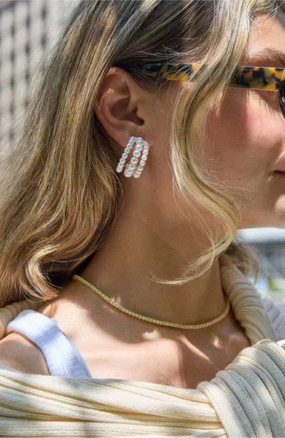 Baublebar Halia Imitation Pearl Hoop Earrings In Metallic