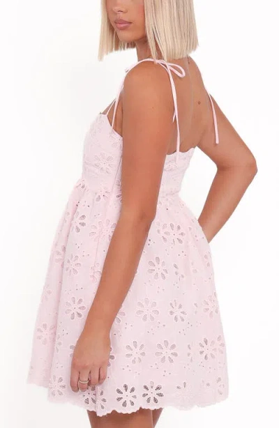 Petal And Pup Petal & Pup Lynne Eyelet Tie Strap Cotton Minidress In Pink