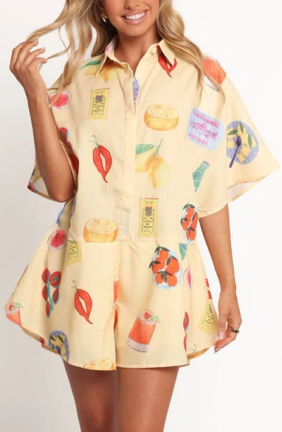 Petal And Pup Petal & Pup Sebastian Printed Romper In Neutral