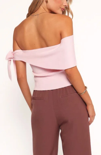 Petal And Pup Petal & Pup Charama Bow Detail Off The Shoulder Knit Top In Pink