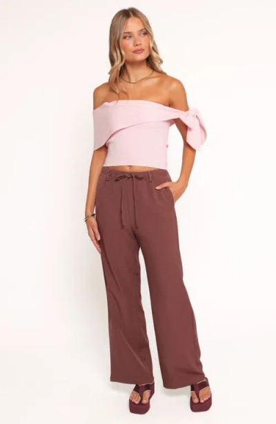Petal And Pup Petal & Pup Charama Bow Detail Off The Shoulder Knit Top In Pink