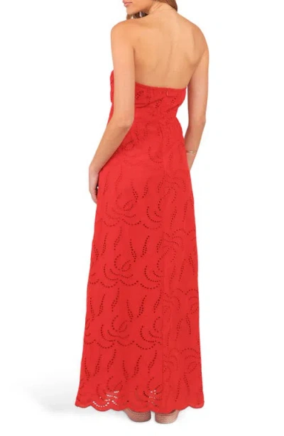 Petal And Pup Petal & Pup Annika Eyelet Strapless Cotton Maxi Dress In Red