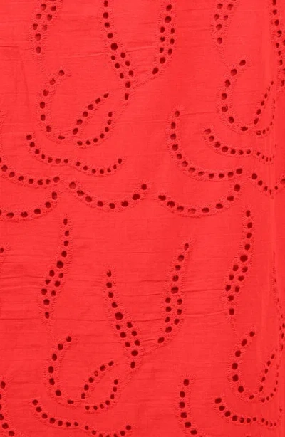 Petal And Pup Petal & Pup Annika Eyelet Strapless Cotton Maxi Dress In Red