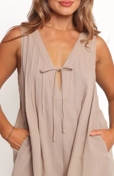 Petal And Pup Petal & Pup Sleeveless Cotton Tie Front Romper In Multi