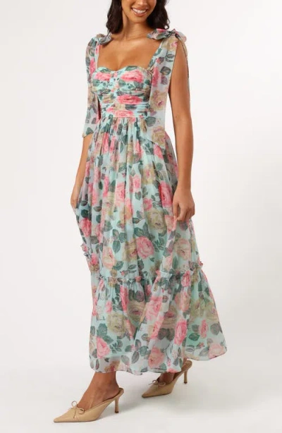 Petal And Pup Petal & Pup Floret Bow Strap Sweetheart Neck Maxi Dress In Multi