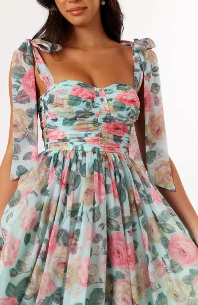 Petal And Pup Petal & Pup Floret Bow Strap Sweetheart Neck Maxi Dress In Multi