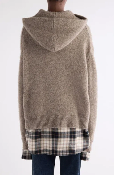 Acne Studios Womens Beige Melange Contrast-check-print Relaxed-fit Wool-blend Hoodie Xs In Neutral