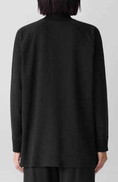 Eileen Fisher Cozy Brushed Terry Hug Turtleneck Top In Black