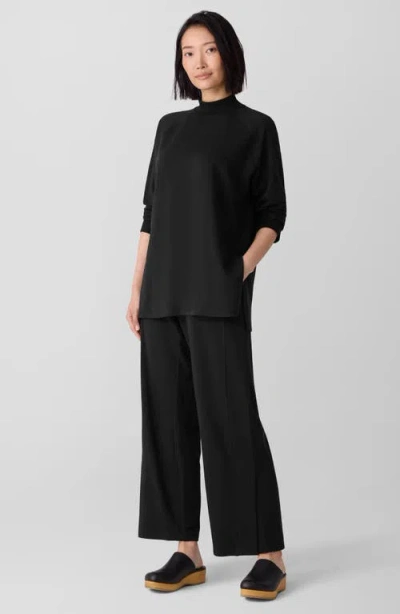 Eileen Fisher Cozy Brushed Terry Hug Turtleneck Top In Black