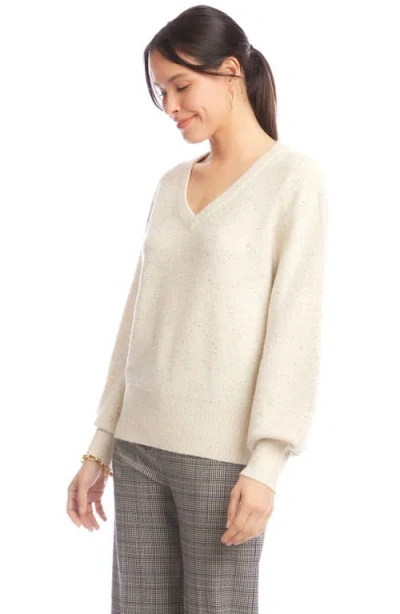 Karen Kane Sequinned V Neck Sweater In Neutral