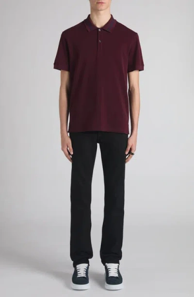 Alexander Mcqueen Alexander Mc Queen Polo Shirt With Logo On The Collar In Burgundy