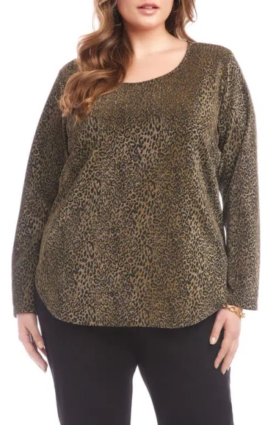 Karen Kane Metallic Knit Shirttail Top In Multi