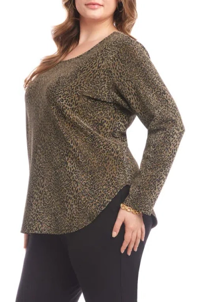 Karen Kane Metallic Knit Shirttail Top In Multi