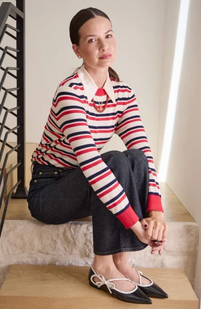 Linea Paolo Nuri Bow Pointed Toe Patent Flat In Multi