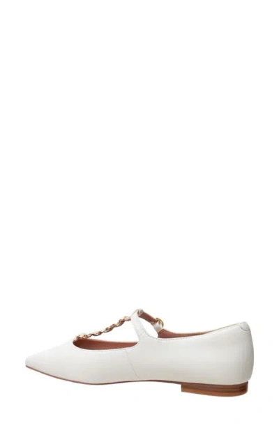 Linea Paolo Corinne Pointed Toe T-strap Flat In White