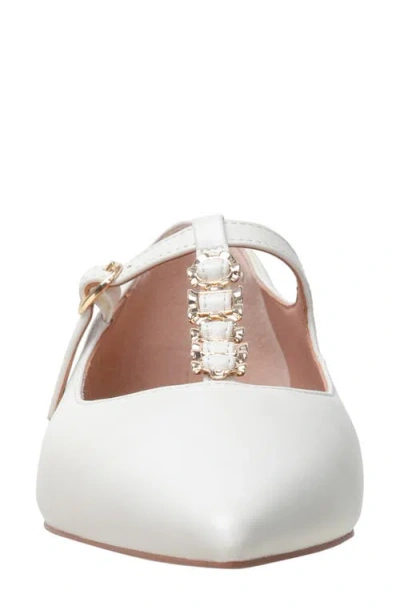 Linea Paolo Corinne Pointed Toe T-strap Flat In White