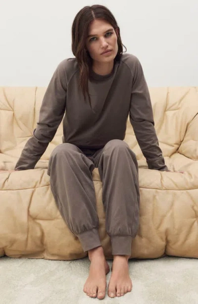 Mango Fluid Cotton Sweatshirt Coffee In Brown