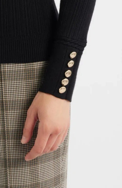 Elie Tahari The Sif Ribbed Turtleneck Top In Black