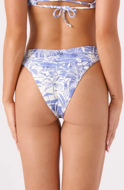 Roxy Mana Scoop Cheeky Bikini Bottoms In Blue