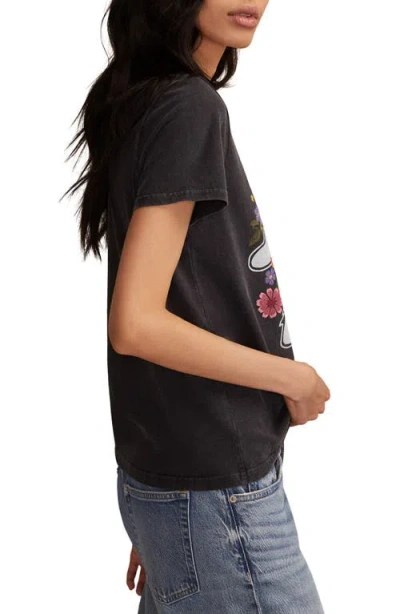 Lucky Brand Women's Grateful Dead Flower Bear Classic Crew Neck T-shirt In Black