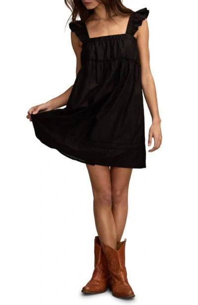 Lucky Brand Women's Ruched Flutter Mini Dress In Black