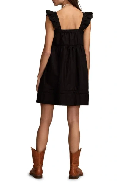 Lucky Brand Women's Ruched Flutter Mini Dress In Black