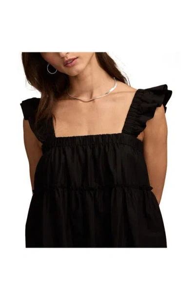 Lucky Brand Women's Ruched Flutter Mini Dress In Black