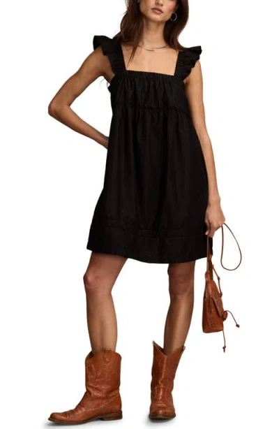 Lucky Brand Women's Ruched Flutter Mini Dress In Black