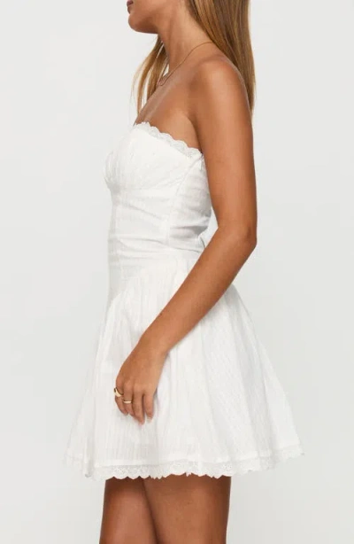 Princess Polly Mirella Lace Trim Strapless Cotton Dress In White