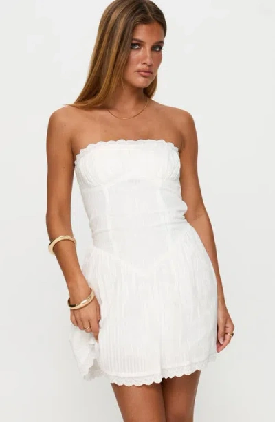 Princess Polly Mirella Lace Trim Strapless Cotton Dress In White