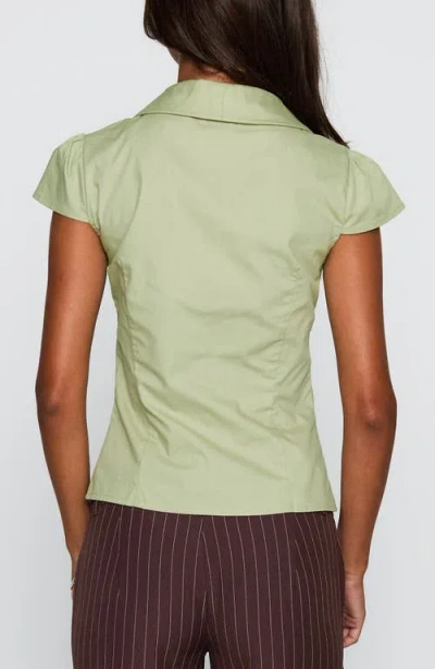 Princess Polly Crowd Control Split Front Button-up Shirt In Green