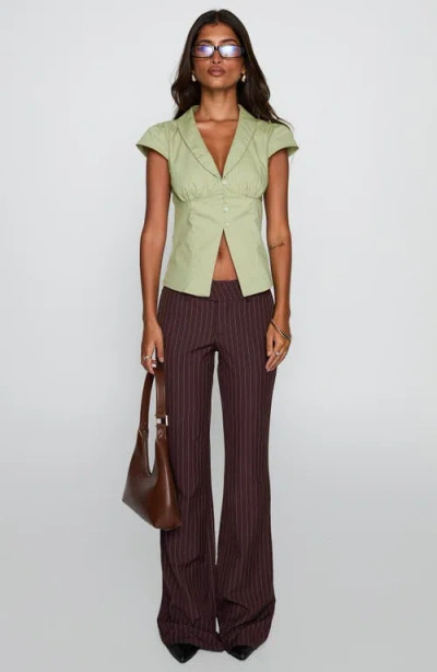 Princess Polly Crowd Control Split Front Button-up Shirt In Green