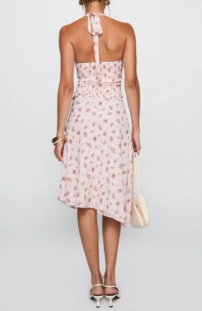 Princess Polly Floral Ruched Halter Crop Top & Skirt Set In Pink