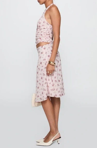 Princess Polly Floral Ruched Halter Crop Top & Skirt Set In Pink