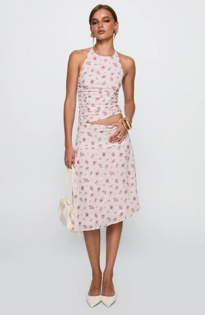 Princess Polly Floral Ruched Halter Crop Top & Skirt Set In Pink