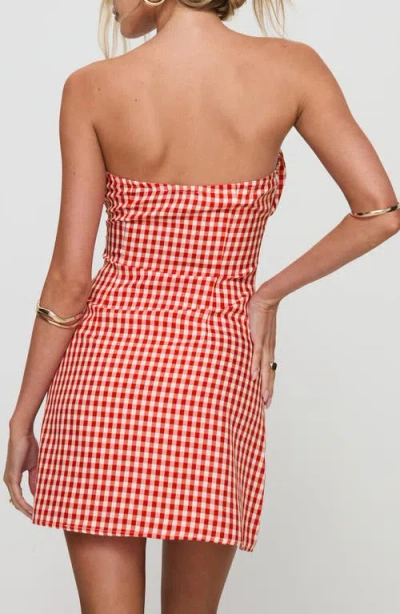 Princess Polly Double Date Gingham Strapless Minidress In Red