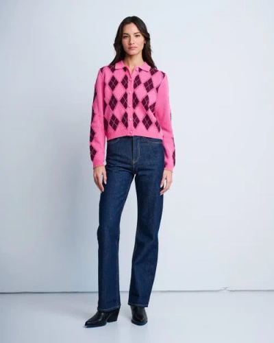 Lisa Todd Diamond Dip Argyle Cardigan In Pink