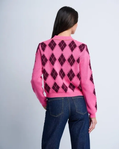 Lisa Todd Diamond Dip Argyle Cardigan In Pink