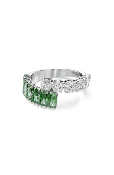 Swarovski Green Rhodium Plated Matrix Ring In Green