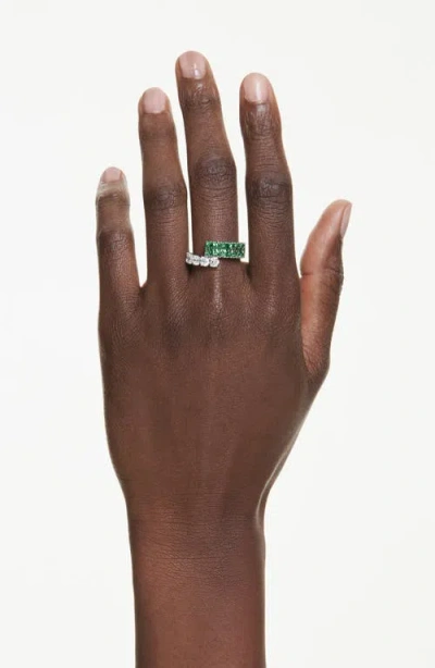 Swarovski Green Rhodium Plated Matrix Ring In Green