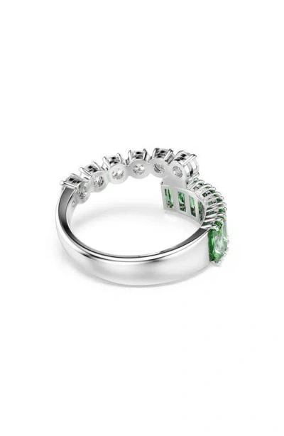 Swarovski Green Rhodium Plated Matrix Ring In Green