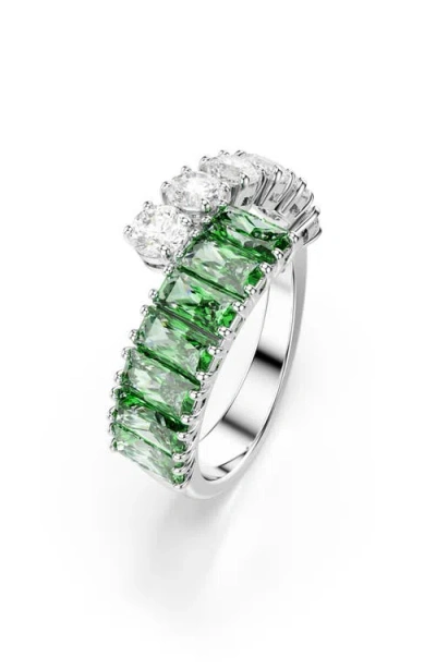 Swarovski Green Rhodium Plated Matrix Ring In Green