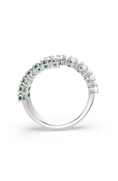 Swarovski Green Rhodium Plated Matrix Ring In Green