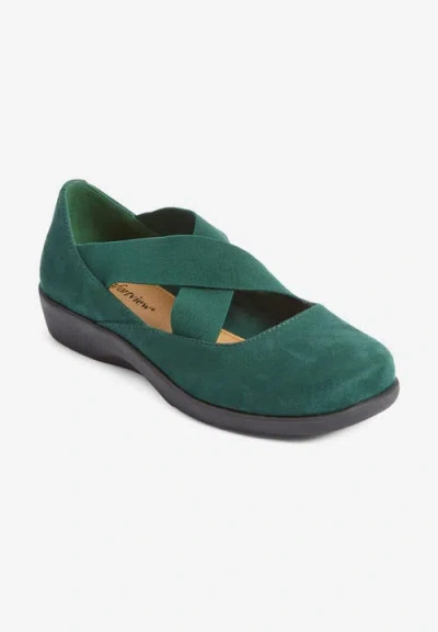 Comfortview The Stacia Mary Jane Flat In Green