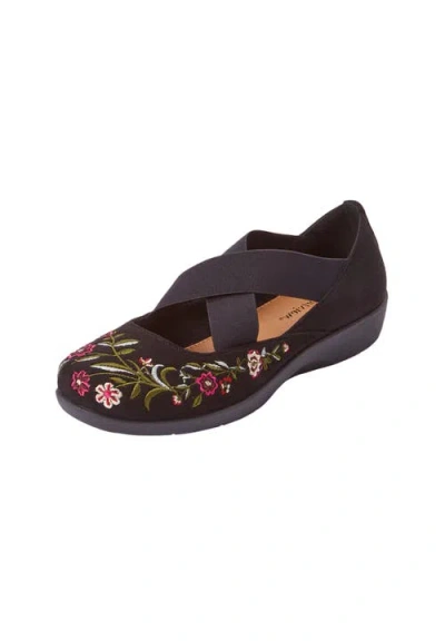 Comfortview The Stacia Mary Jane Flat In Black