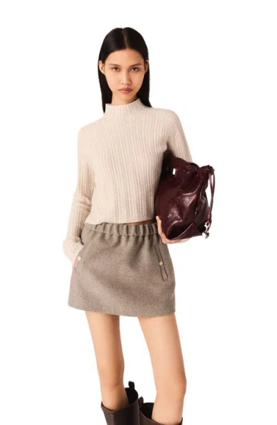 Maje Cropped Cable-knit Sweater In Neutral