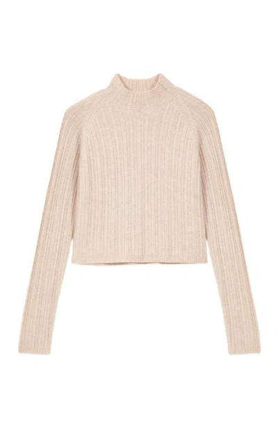 Maje Cropped Cable-knit Sweater In Neutral