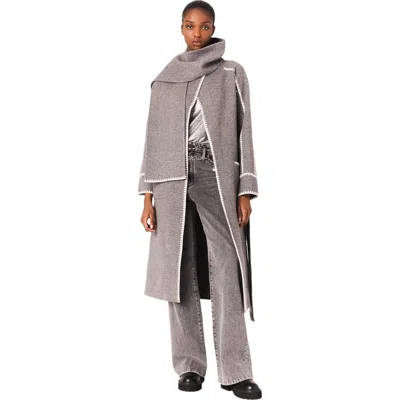 Maje Long Double-faced Coat In Multi
