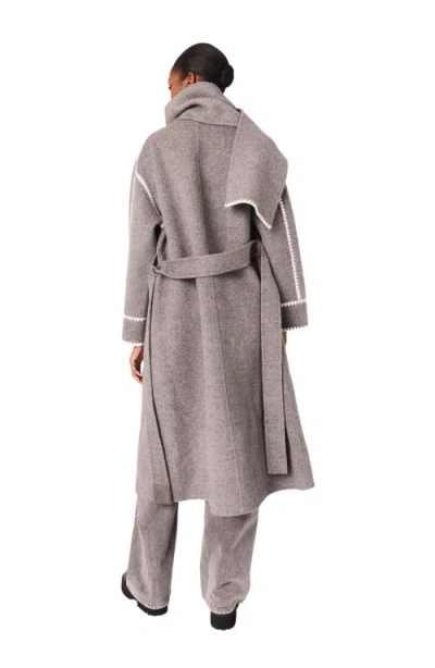 Maje Long Double-faced Coat In Multi
