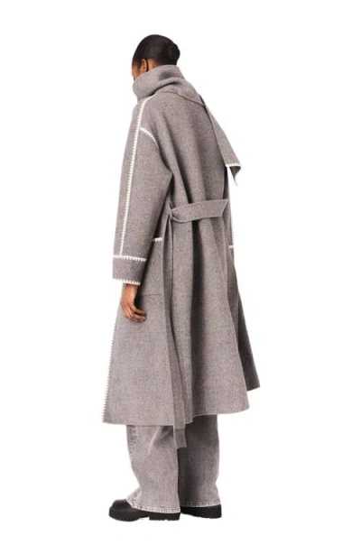 Maje Long Double-faced Coat In Multi